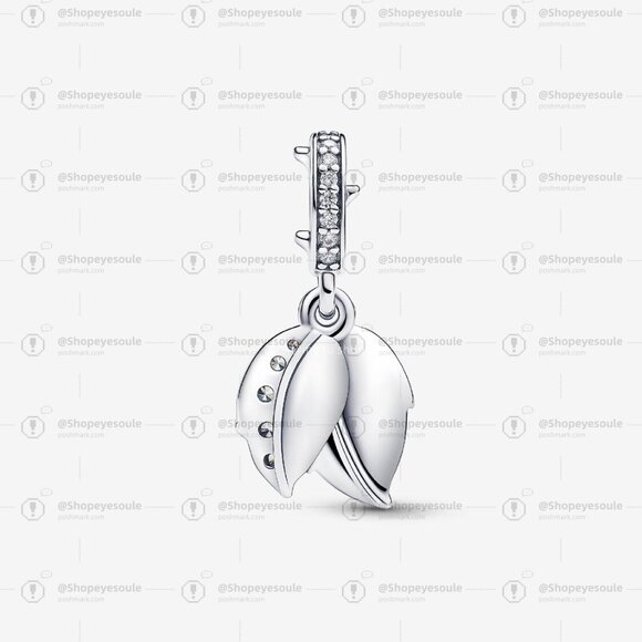 Pandora White Rose in Bloom Double Dangle Charm - Picture 4 of 7